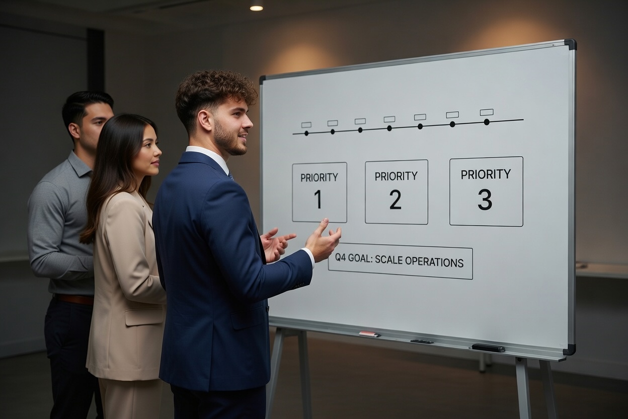 Whiteboard mit Prozess- und Strategieplanung